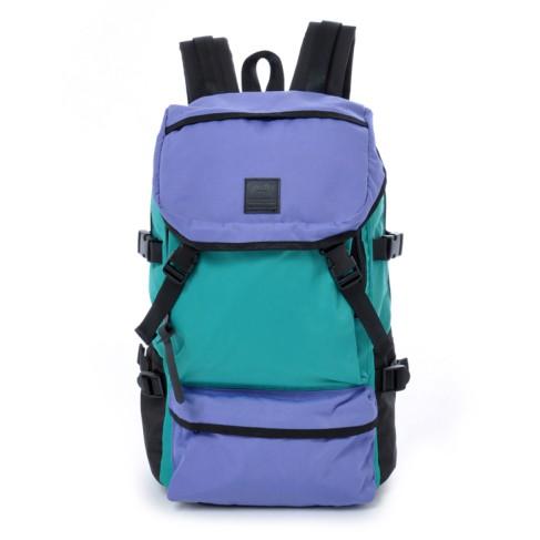 日貨特價日本樂天復古色機能大容量戶外後揹包A4ok電腦包 防潑水CE紫綠撞色男女通用-細節圖2