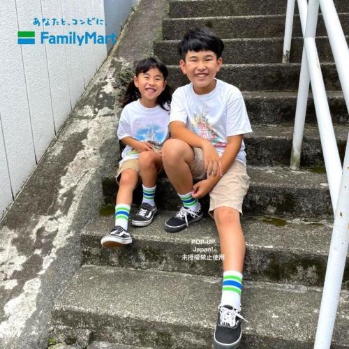 日貨特價|日本全家Familymart限定『兒童版』復古款運動線襪 (2雙/組)Convenience Wear系列-細節圖2