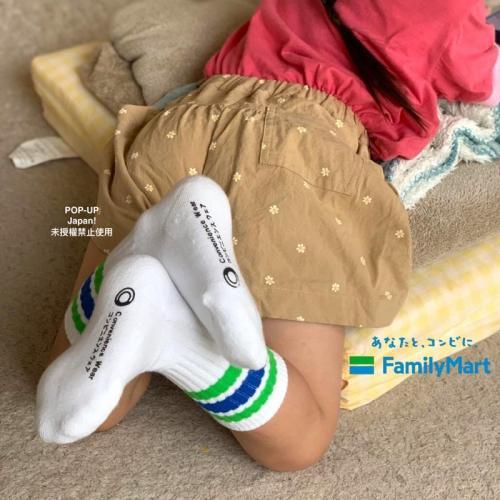 日貨特價|日本全家Familymart限定『兒童版』復古款運動線襪 (2雙/組)Convenience Wear系列-細節圖5