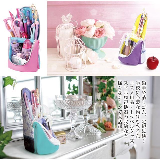 *日貨特價*日本Sonic 站立式鉛筆盒 化妝包 旅行包 鉛筆袋 可當手機立架 粉點點-細節圖4