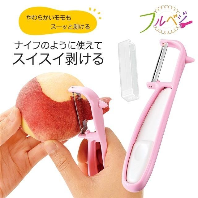 日本製水蜜桃番茄削皮刀軟皮水果削皮刀蔬果刨皮刀附刀片蓋及切割刀-細節圖3