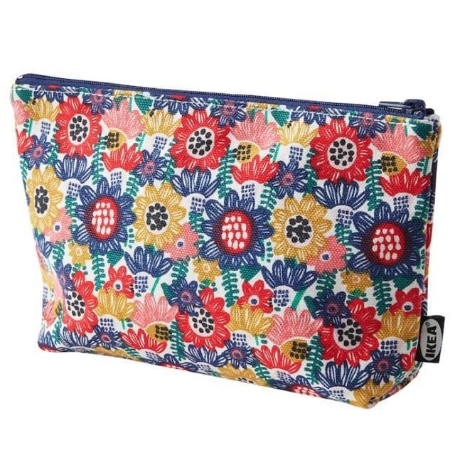 日本IKEA限定TJEJEN系列彩色花朵純綿收納包化妝包 24x14cm 數量有限-細節圖2