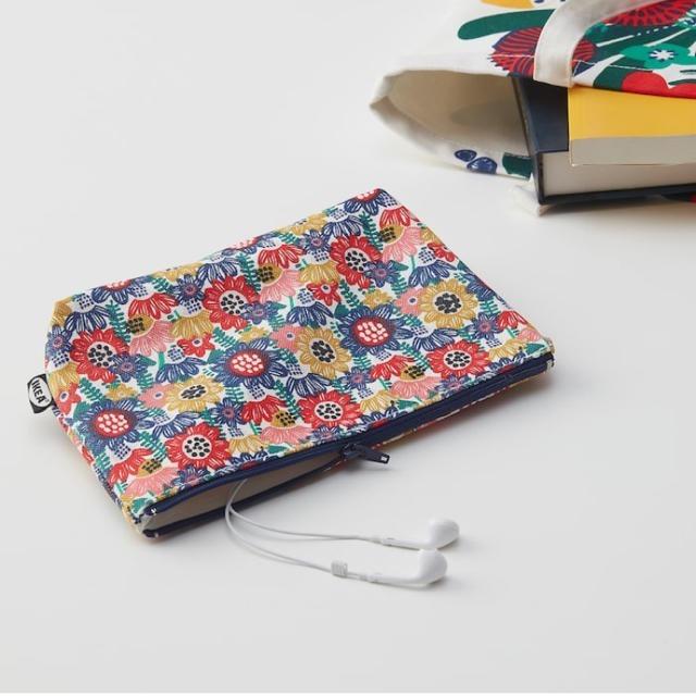 日本IKEA限定TJEJEN系列彩色花朵純綿收納包化妝包 24x14cm 數量有限-細節圖4