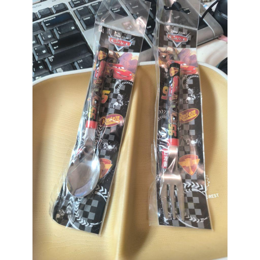 日貨特價|日本製日本迪士尼閃電麥坤幼童餐具組叉子湯匙-細節圖5