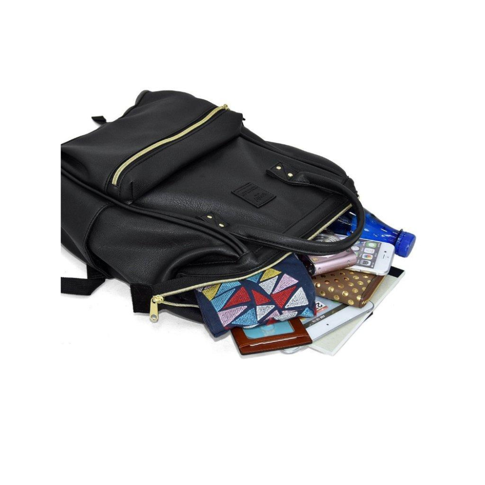 日貨特價|日本經典大開口皮革上班上學後背包 NV深藍色-細節圖2