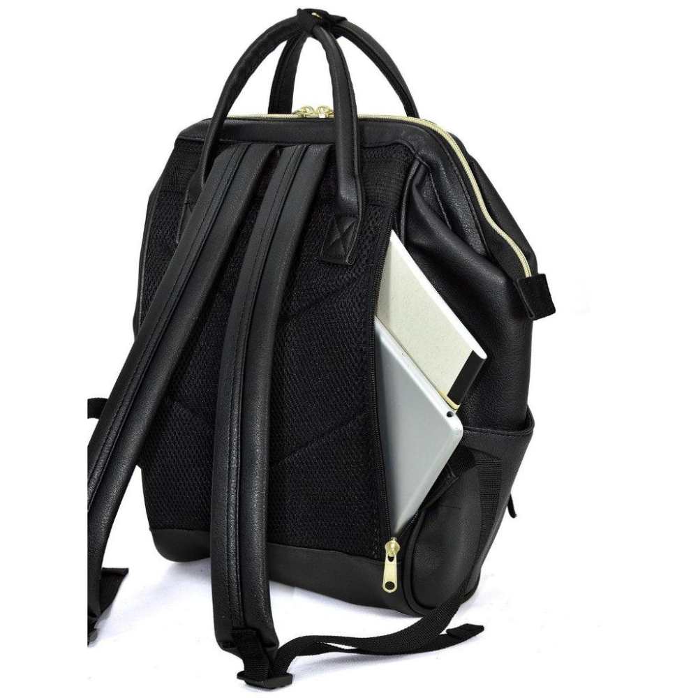 日貨特價|日本經典大開口皮革上班上學後背包 NV深藍色-細節圖4