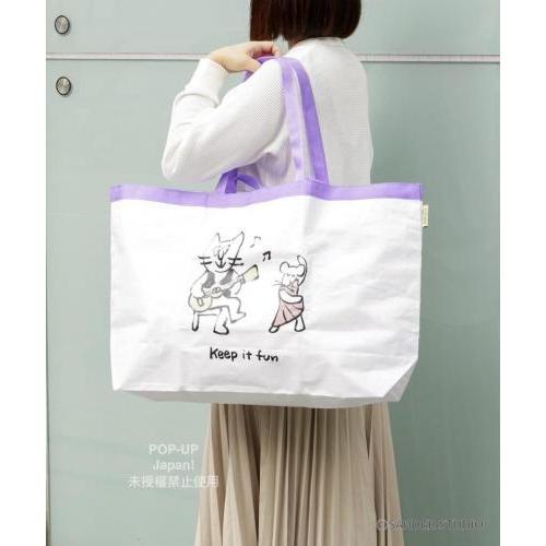 日貨空運-日本SUNDER STUDIO公益聯名～插畫折疊二用購物袋-細節圖3