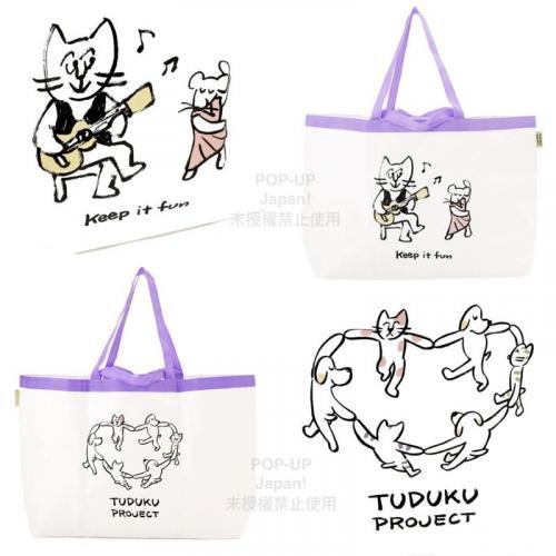 日貨空運-日本SUNDER STUDIO公益聯名～插畫折疊二用購物袋-細節圖8