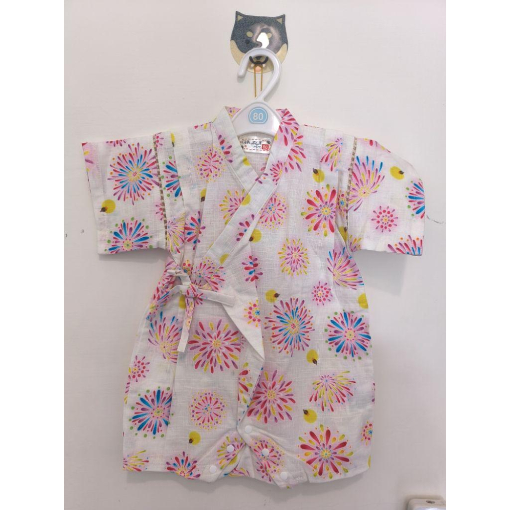 新生兒禮物日本Azuma 夏日甚平/兒童和服浴衣 白煙火螢火蟲 60/70/80 數量有限-細節圖3