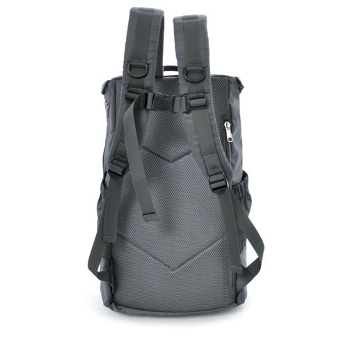 日貨空運-日本樂天高密度尼龍刺繡LOGO後背包日用包 灰色 男女適用-細節圖4