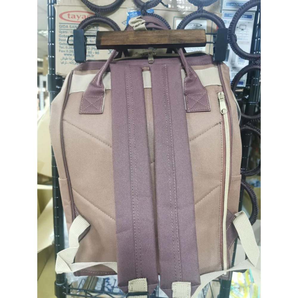 日本高人氣 上班上學 外出 牛津布大開口大容量後背包 棕綠配色特別版 數量有限-細節圖3