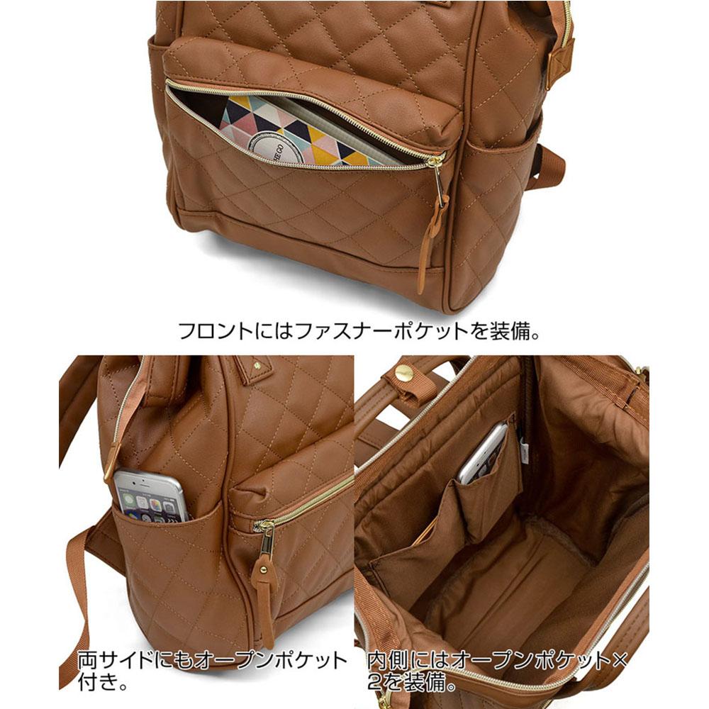 *日貨空運*日本樂天 時尚格紋仿皮大開口後背包 小尺寸 日本正品-細節圖8