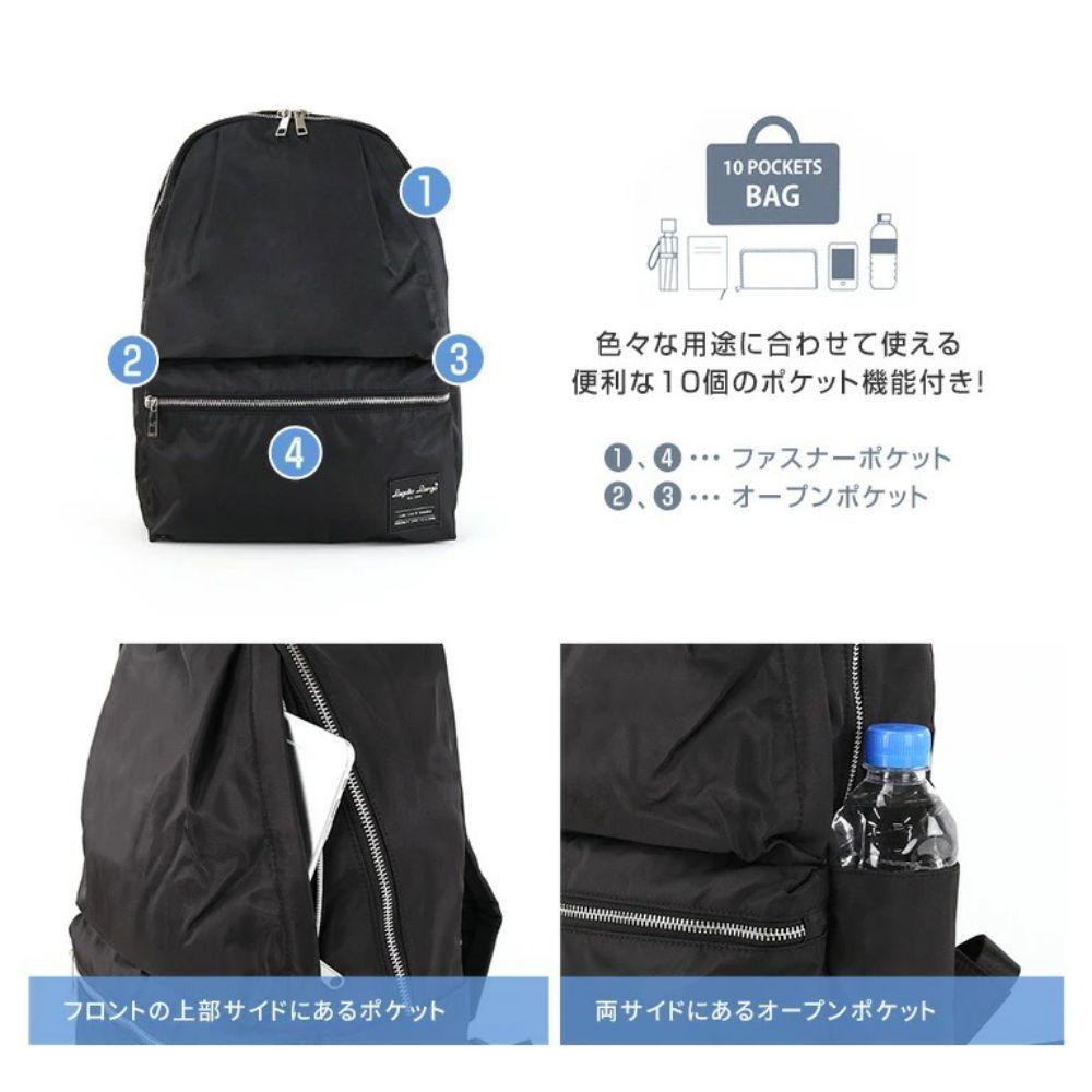 日貨特價|日本樂天微光澤防潑水多功能收納10口袋後背包日用包A4OK-細節圖3