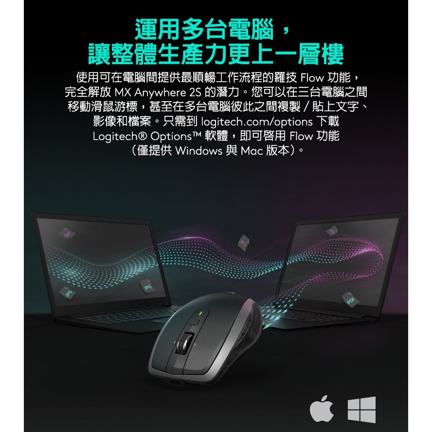 羅技 MX Anywhere 2S 無線滑鼠-黑色 快速充電-細節圖4