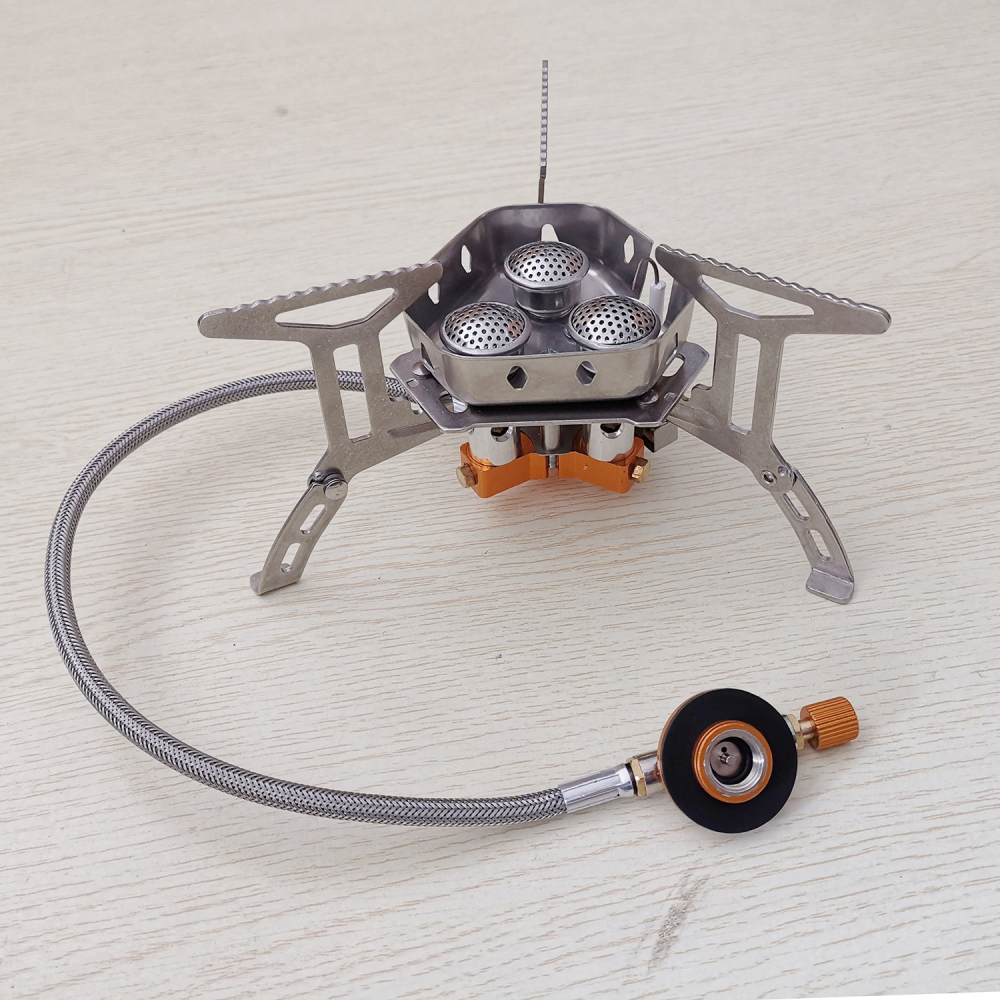 北斗星戶外用品 登山防風爐 三頭爐 防風爐 5800W 戶外 折疊 爐頭 爐具 露營 電子 登山爐 蜘蛛爐-細節圖2