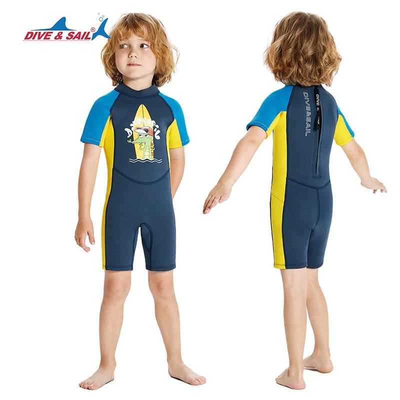 北極熊戶外用品 新款2.5MM兒童潛水服 保暖連體潛水服 短袖潛水濕衣 中大童防寒浮潛衝浪服-細節圖5