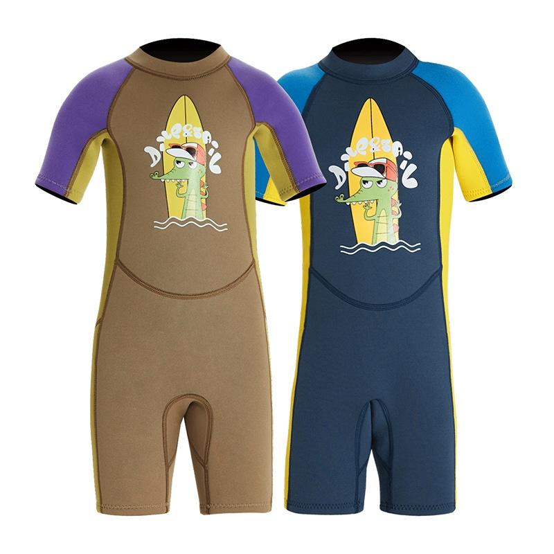 北極熊戶外用品 新款2.5MM兒童潛水服 保暖連體潛水服 短袖潛水濕衣 中大童防寒浮潛衝浪服-細節圖6