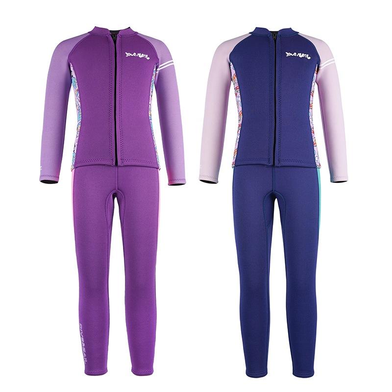 ☀ 每週三免運 ☀ 新款2.5MM兒童潛水服 分體水母服 防寒服 分體長袖加厚潛水衣 女童訓練游泳服 防寒衣 衝浪服-細節圖6