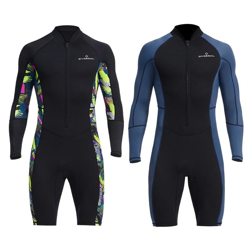 北極熊戶外用品 DIVE&SAIL 1.5mm潜水服 男連體長袖 衝浪服 速乾潛水 防曬潜水衣 浮潜衝浪服 保暖游泳短褲-細節圖6