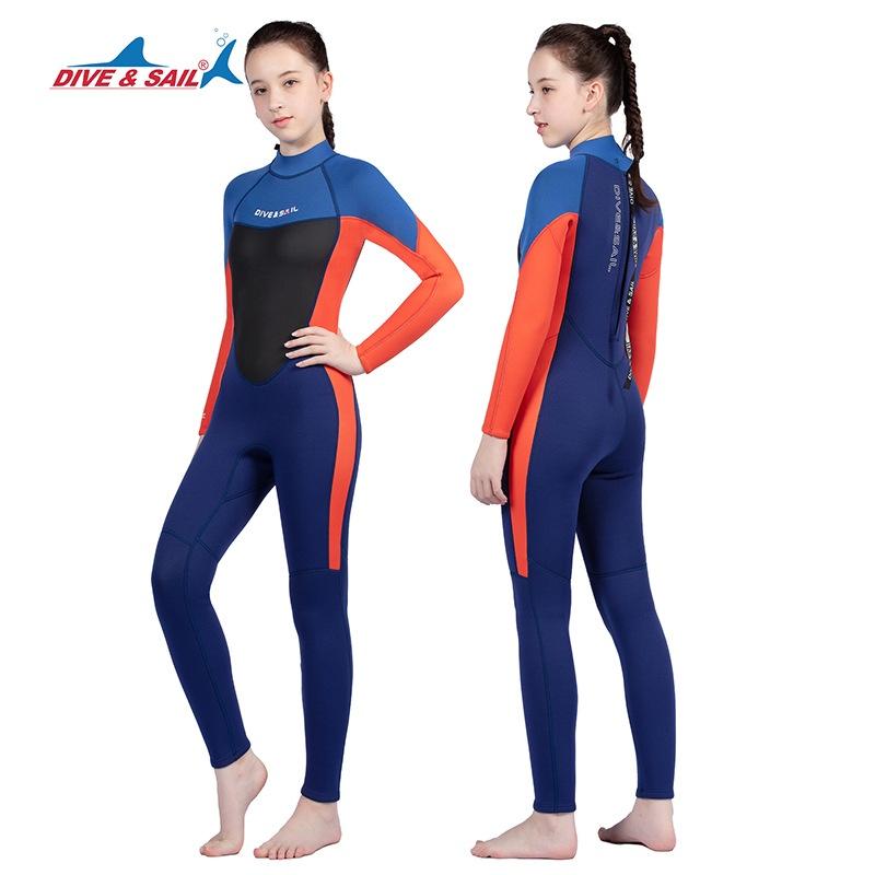 北極熊戶外用品 DIVE&SAIL 保暖潛水服 2.5mm連體長袖浮潛衣 青少年沖浪衣 游泳潛水衣-細節圖5