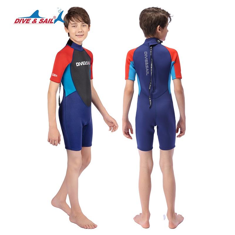 北極熊戶外用品  青少年潛水服 2.5mm潛水服 DIVE&SAIL 保暖連體短袖潛水衣 衝浪服 青少年衝浪游泳浮潛服-細節圖5