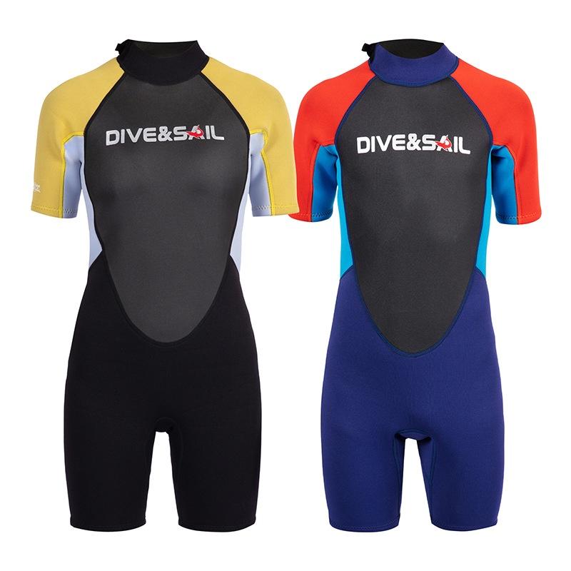 北極熊戶外用品  青少年潛水服 2.5mm潛水服 DIVE&SAIL 保暖連體短袖潛水衣 衝浪服 青少年衝浪游泳浮潛服-細節圖6