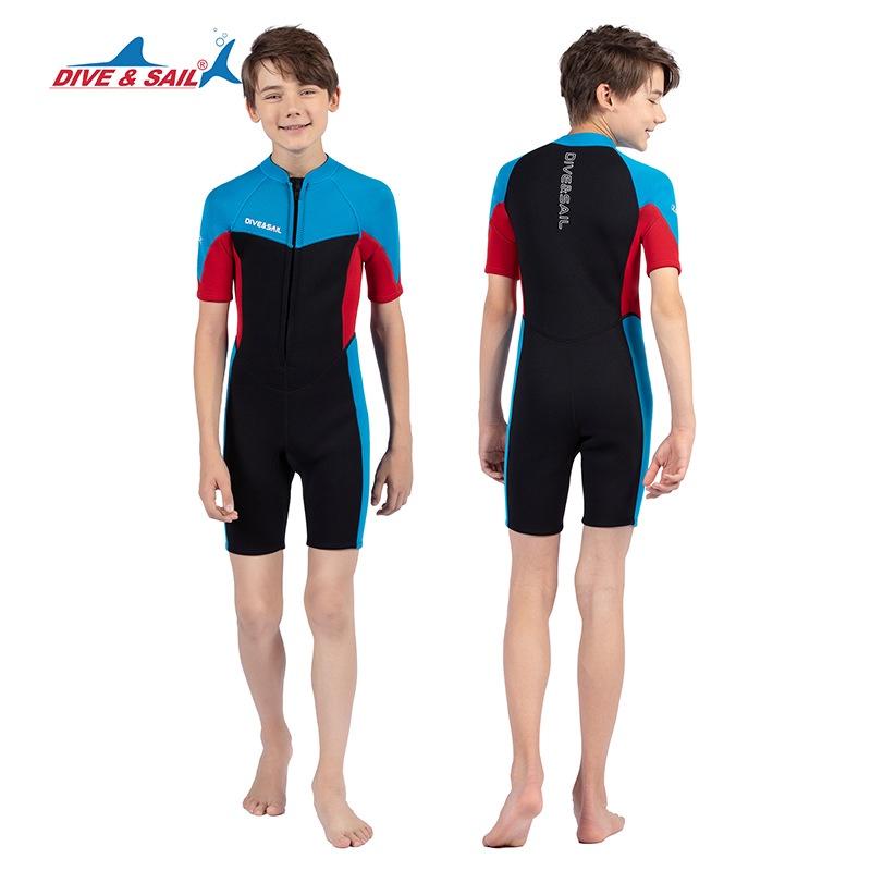 北極熊戶外用品 青少年潛水服 DIVE&SAIL兒童潛水服 2.5MM前開連體保暖潛水衣 大童防寒衣 浮潛衝浪衣-細節圖4