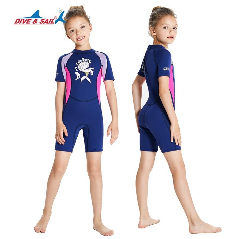 北極熊戶外用品 潛水服 新款2.5MM兒童潛水衣 防曬衣 保暖連體潛水服 女戶外浮潛服 游泳衝浪衣-細節圖2