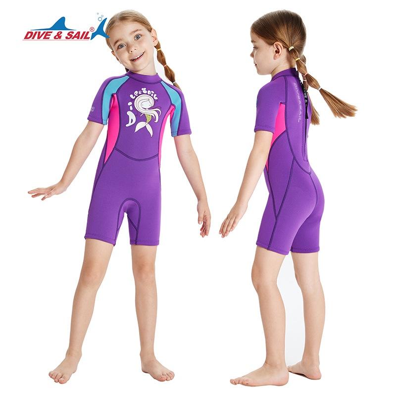 北極熊戶外用品 潛水服 新款2.5MM兒童潛水衣 防曬衣 保暖連體潛水服 女戶外浮潛服 游泳衝浪衣-細節圖5