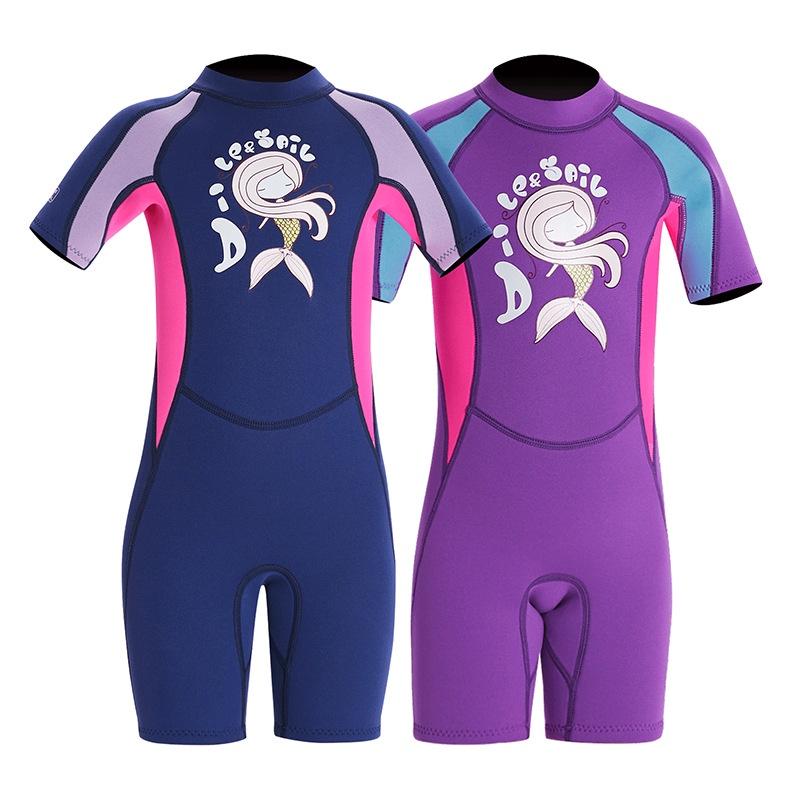 北極熊戶外用品 潛水服 新款2.5MM兒童潛水衣 防曬衣 保暖連體潛水服 女戶外浮潛服 游泳衝浪衣-細節圖6