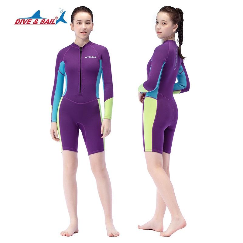 北極熊戶外用品 潛水服 DIVE&SAIL青少年潛水服 2.5MM連體保暖浮潛衣 女衝浪服 游泳防寒潛水衣-細節圖5