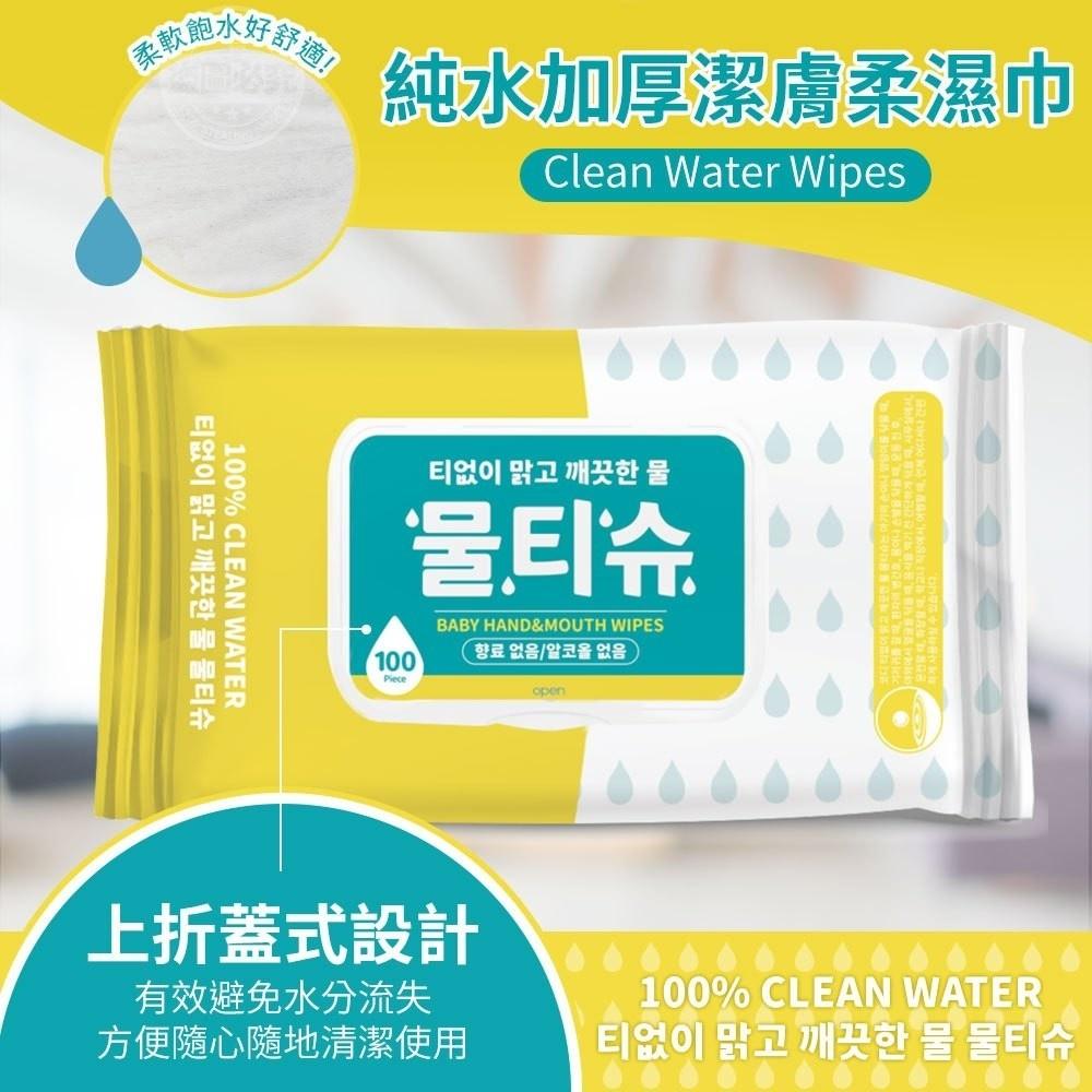 現貨 快速出貨 ｜ 純水加厚潔膚柔濕巾100抽 韓國熱銷 多件優惠 柔濕巾 無添加 濕紙巾 嬰兒用 可擦臉-細節圖4