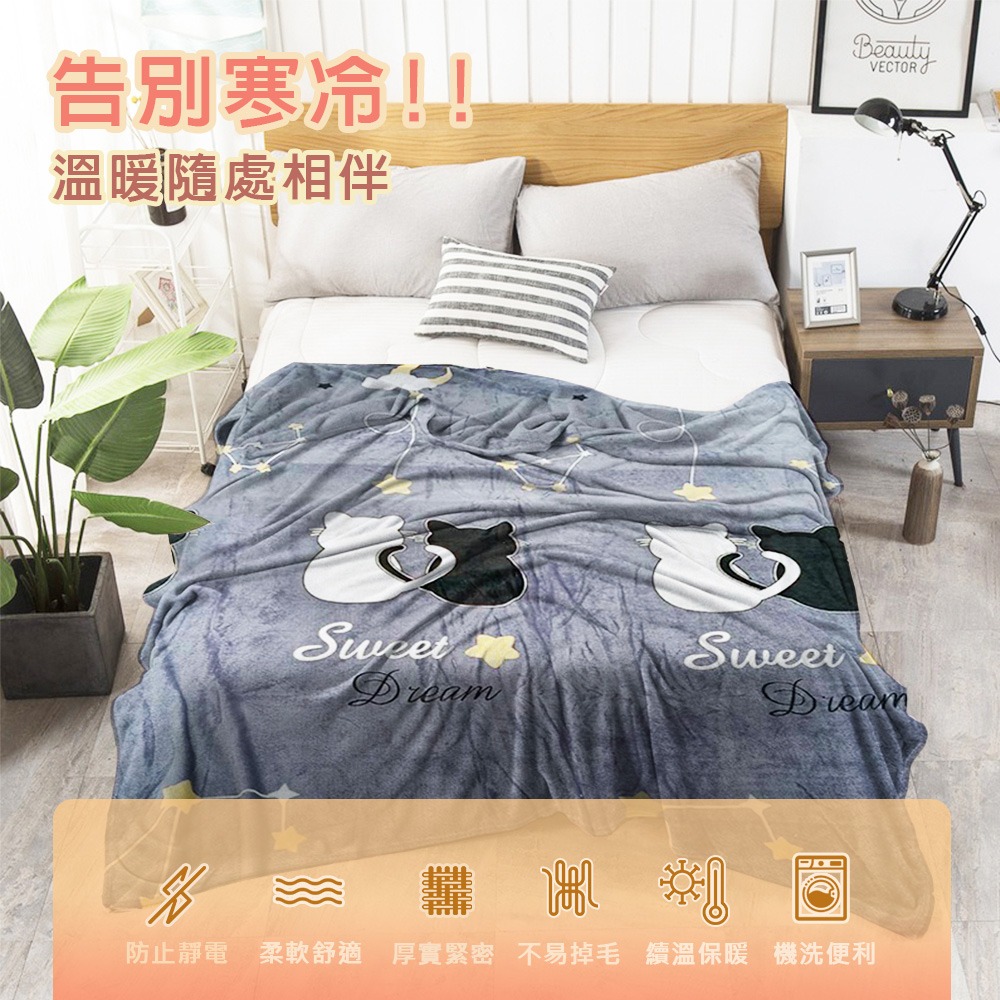 現貨 快速出貨 ｜ 超柔軟法蘭絨親膚毯 150X200cm 摸貓式手感 空調毯 懶人毯 保暖毯 薄毯-細節圖2