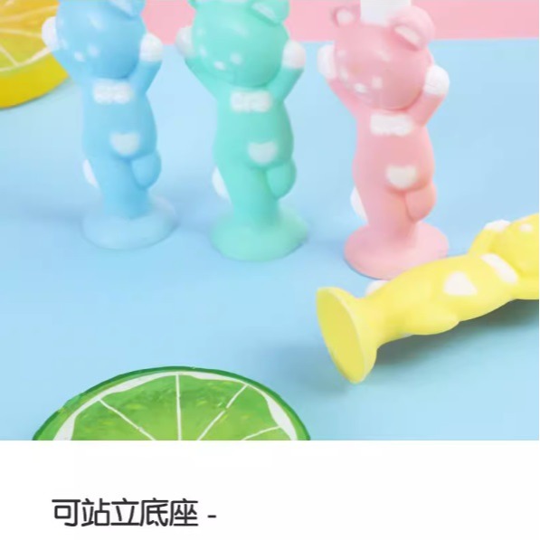 兒童牙刷 軟毛 刷頭 牙刷 吸盤站立 動物牙刷  可愛牙刷 4入為一組-細節圖2