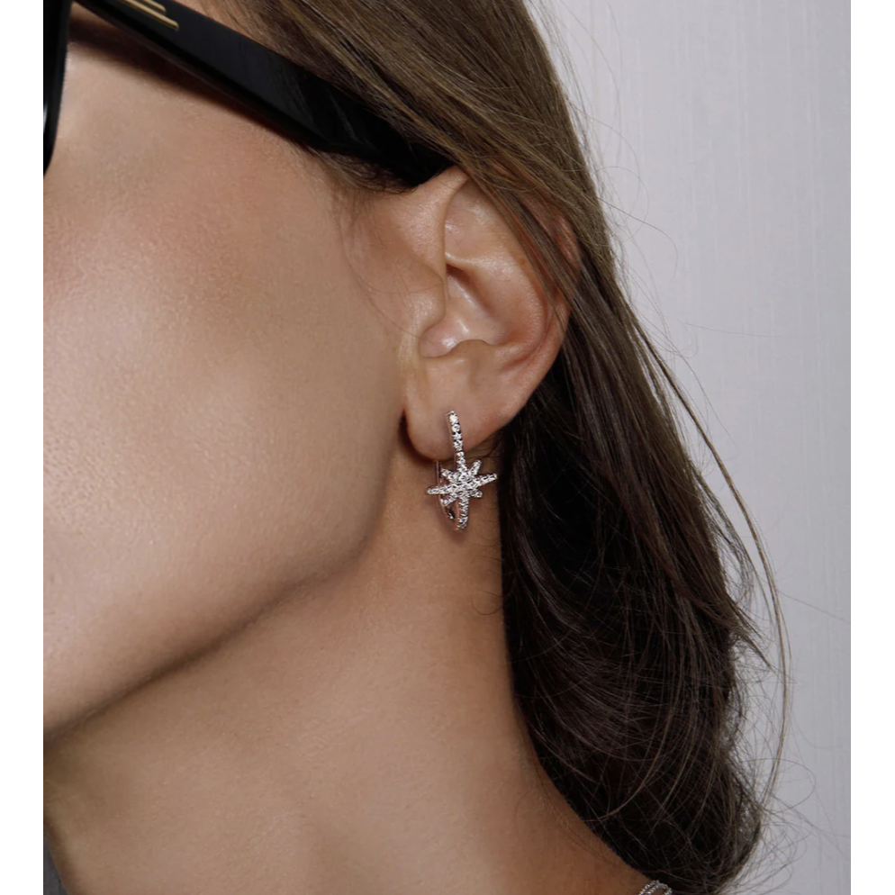 apm monaco流星矩形耳環 - 925純銀-細節圖2