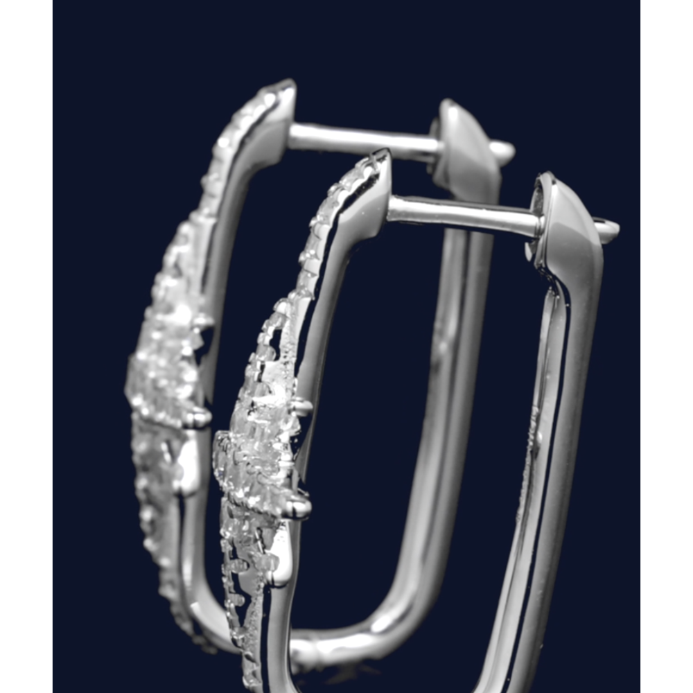 apm monaco流星矩形耳環 - 925純銀-細節圖3