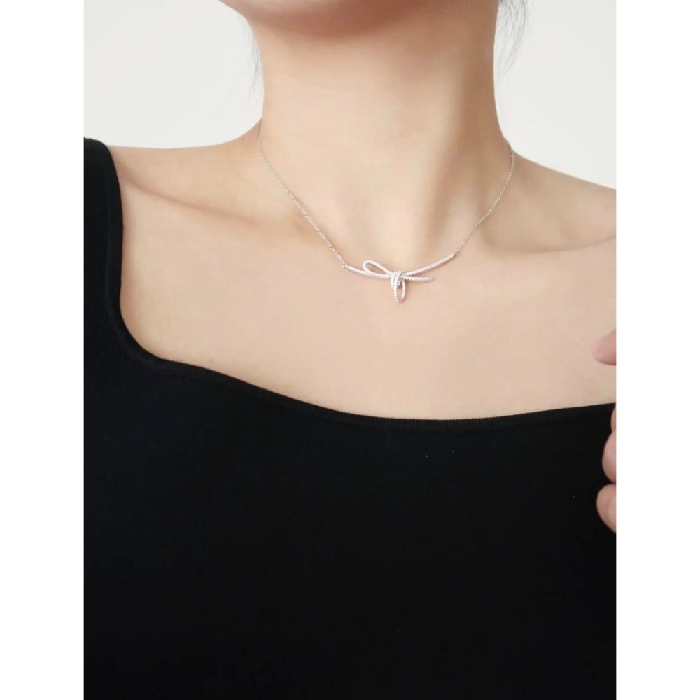 Hefang 絲帶蝴蝶結項鍊-細節圖3