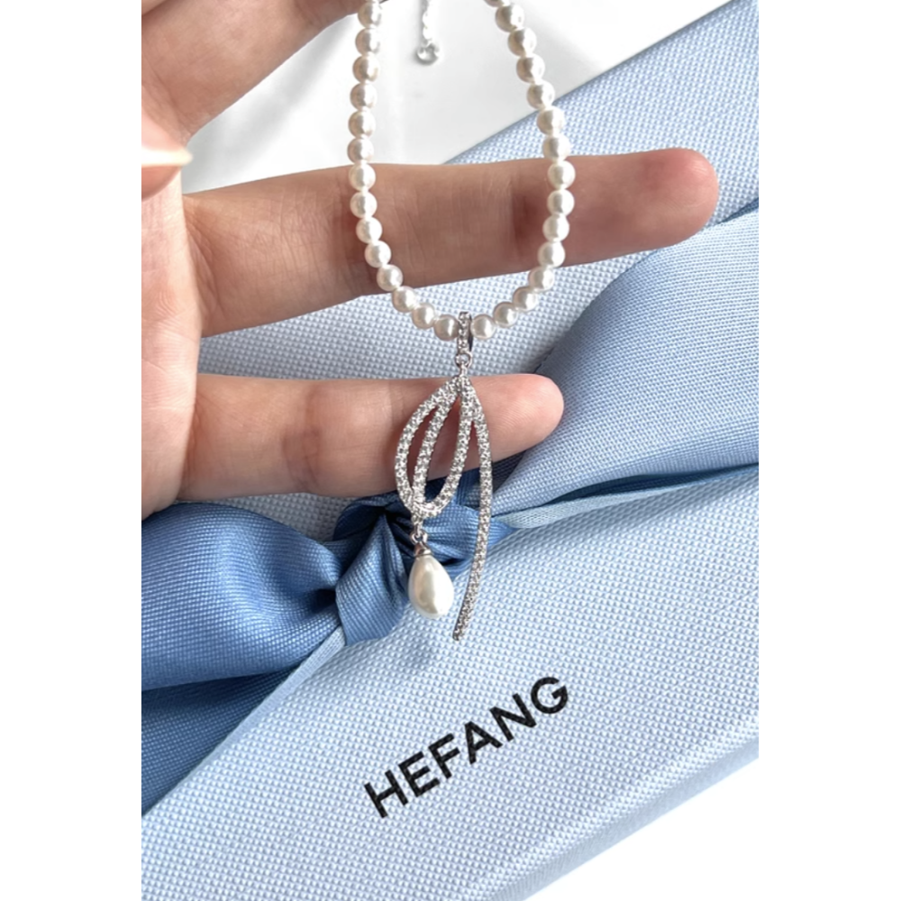 Hefang水滴玫瑰項鍊-細節圖2