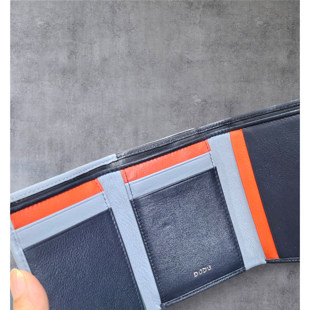 義大利品牌DUDŪ 真皮配色口金開零錢短夾-細節圖2