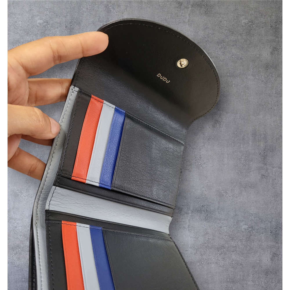 義大利品牌DUDŪ 真皮配色中長夾-細節圖4