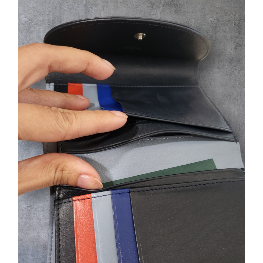 義大利品牌DUDŪ 真皮配色中長夾-細節圖6