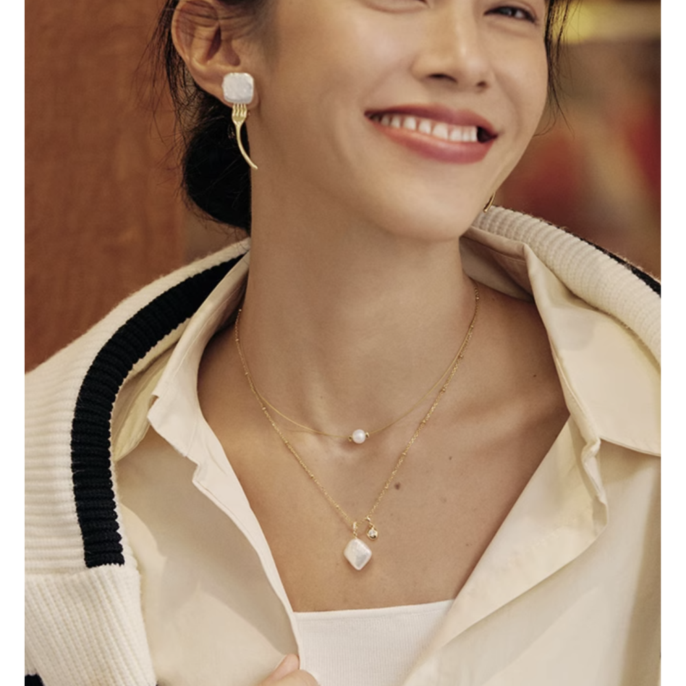 Hefang 棉花糖珍珠項鍊-細節圖3