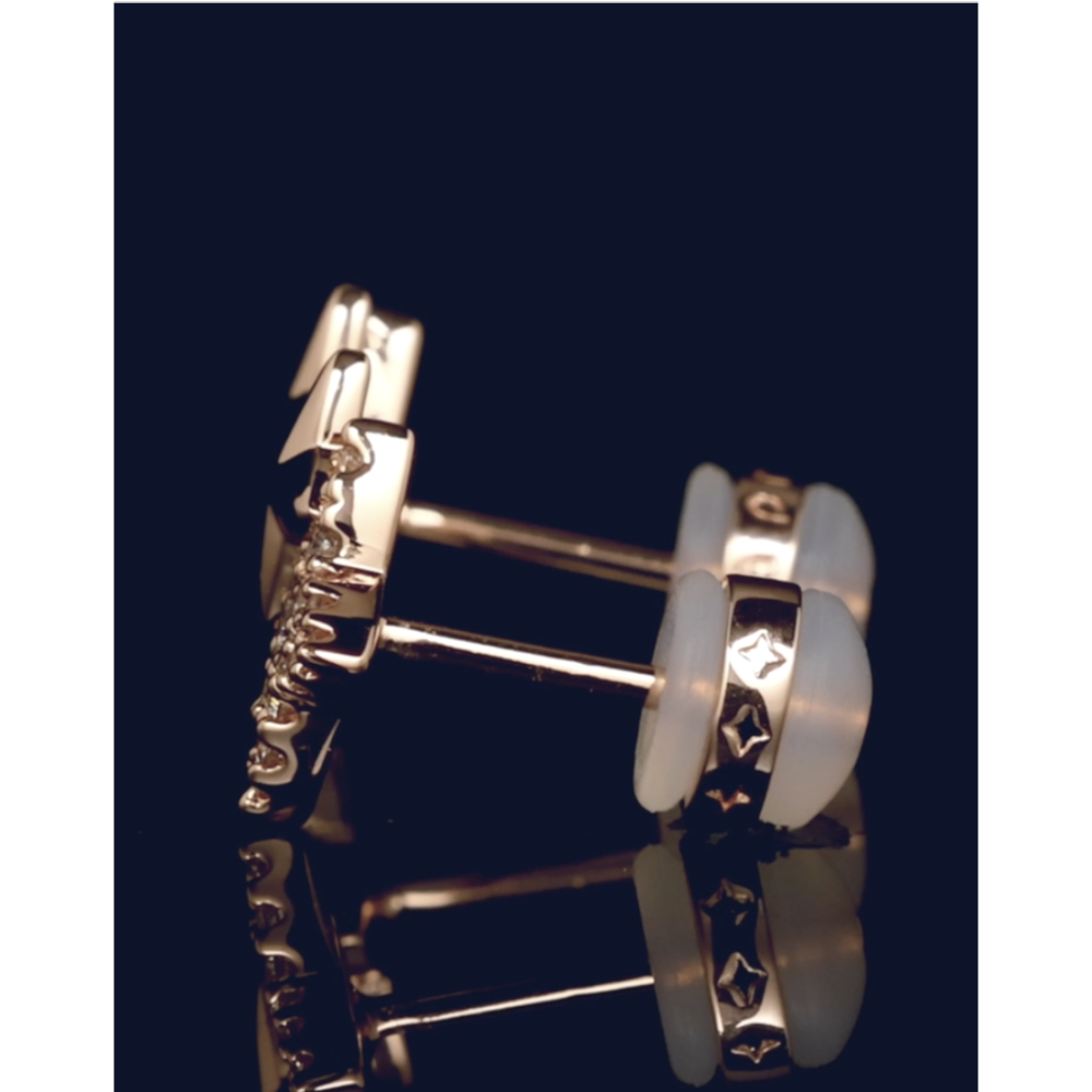 apm monoco 六芒星玫瑰銀色耳釘-細節圖3