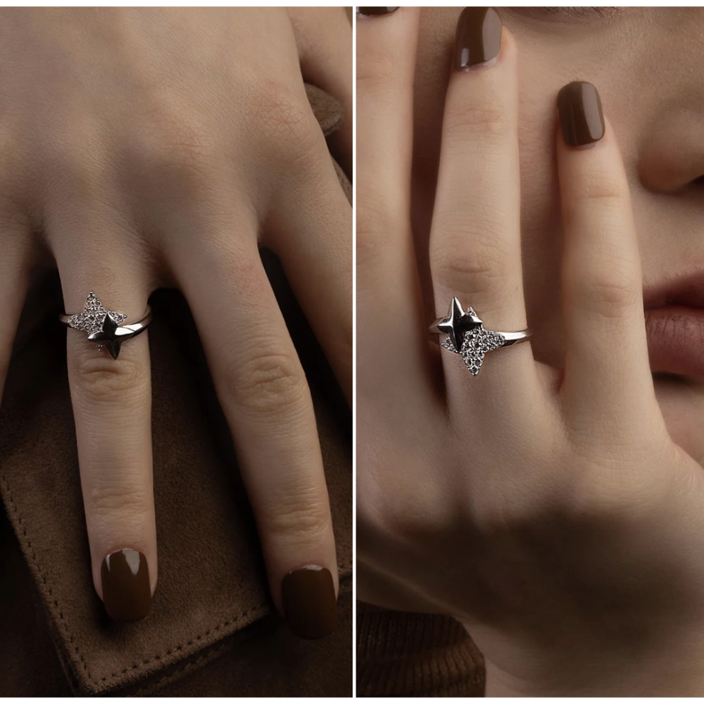 apm monoco 六芒星銀色戒指-細節圖2