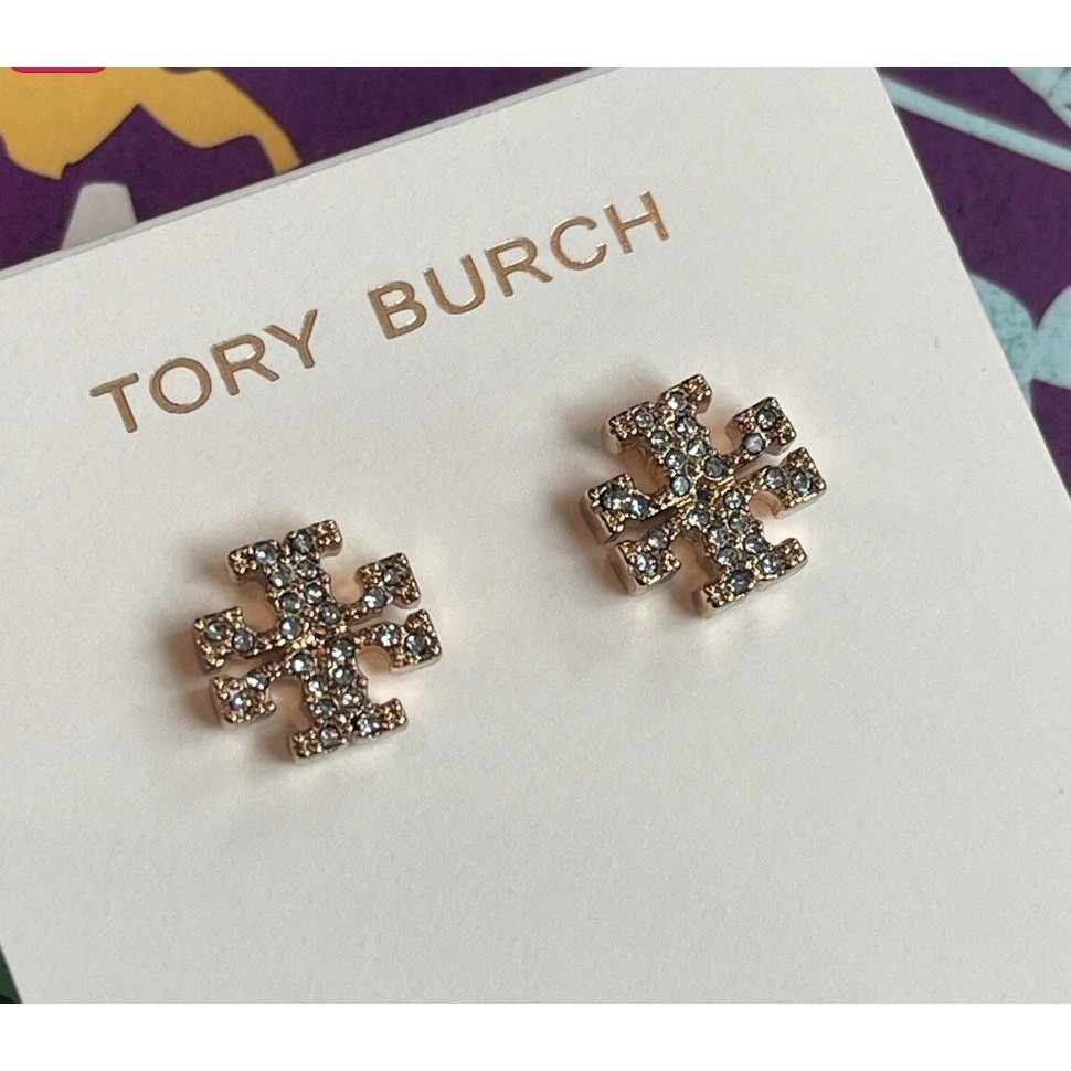 Tory Burch logo 耳針耳環  玫瑰金-細節圖2
