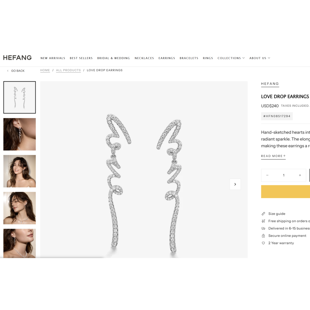 Hefang / LOVE垂吊耳環-細節圖2