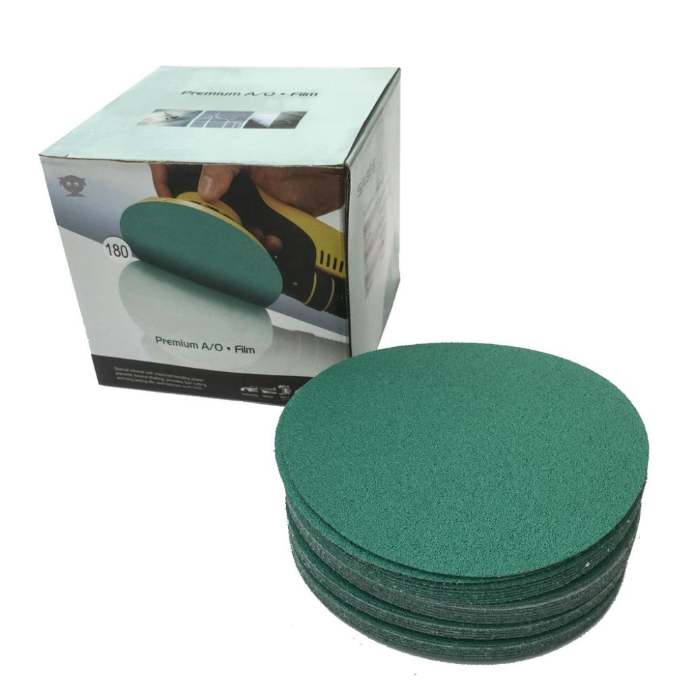 黑妞 三倍耐磨 氧化鋁薄膜綠砂紙 5吋 P80 ~ P2000 魔鬼氈 黏扣 圓型 植絨-細節圖3