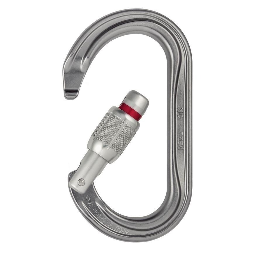 Petzl OK screw-lock，M33A SL，橢圓形鉤環，大D鉤環，銀灰色，全新現貨-細節圖2