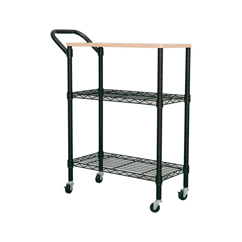 【dayneeds】輕型 60x30x90cm(含把手+輪高)木頂板三層收納推車 兩色可選-細節圖3