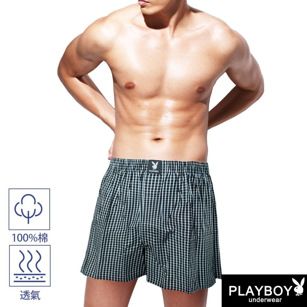 【PLAYBOY】彈性鬆緊帶經典格紋五片式純棉四角褲（超值4件組）-細節圖3